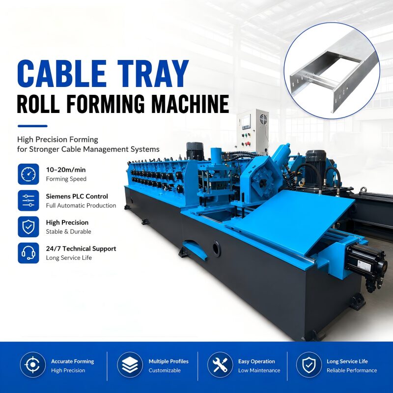 Russian Style Cable Tray Roll Forming Machine:GOST-Type Perforated & Ladder Tray Line 17 Russian Style Cable Tray Roll Forming Machine:GOST-Type Perforated & Ladder Tray Line