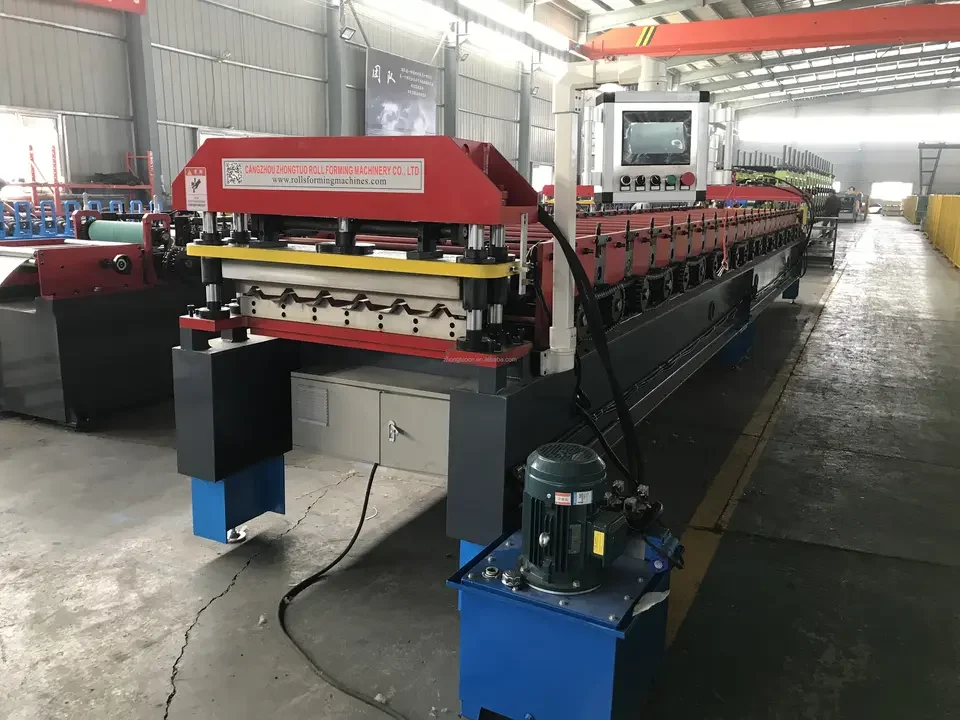 Trapezoidal Roof Tile Roll Forming Machine:Automatic Metal Roof Panel - "Trapezoidal Trapezoidal Roof Tile Roll Forming Machine:Automatic Metal Roof Panel Making Line